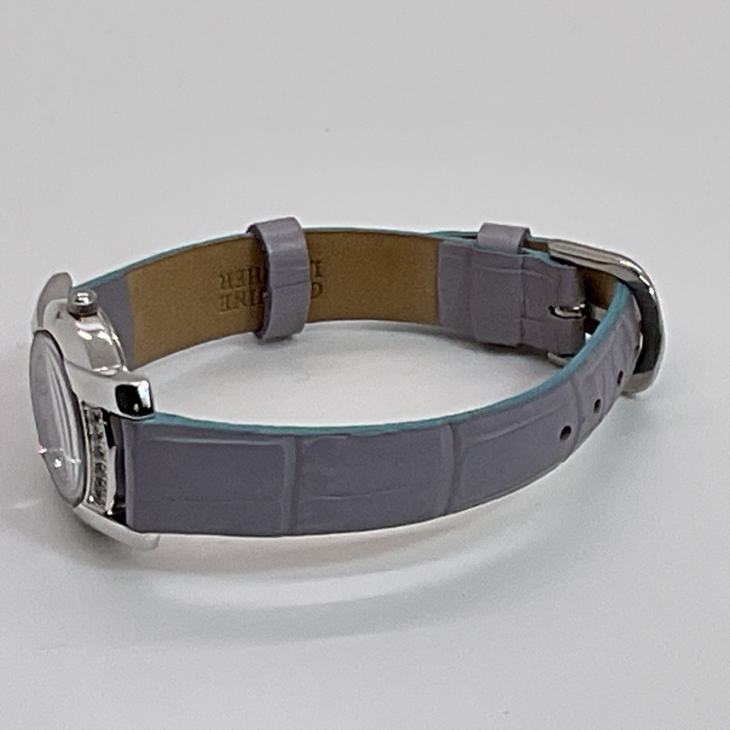 BULOVA Mother of Pearl Face Lavender Leather Band Women's Watch- NEEDS BATTERY