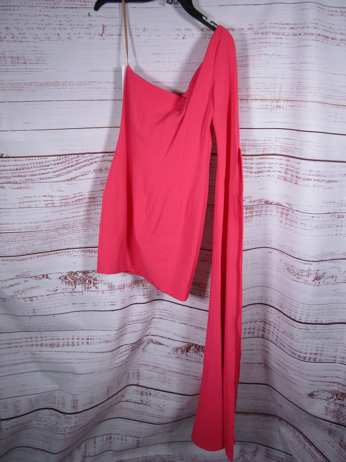 Jovani Women's Pink Drape Sleeve One Shoulder Mini Dress Size 8