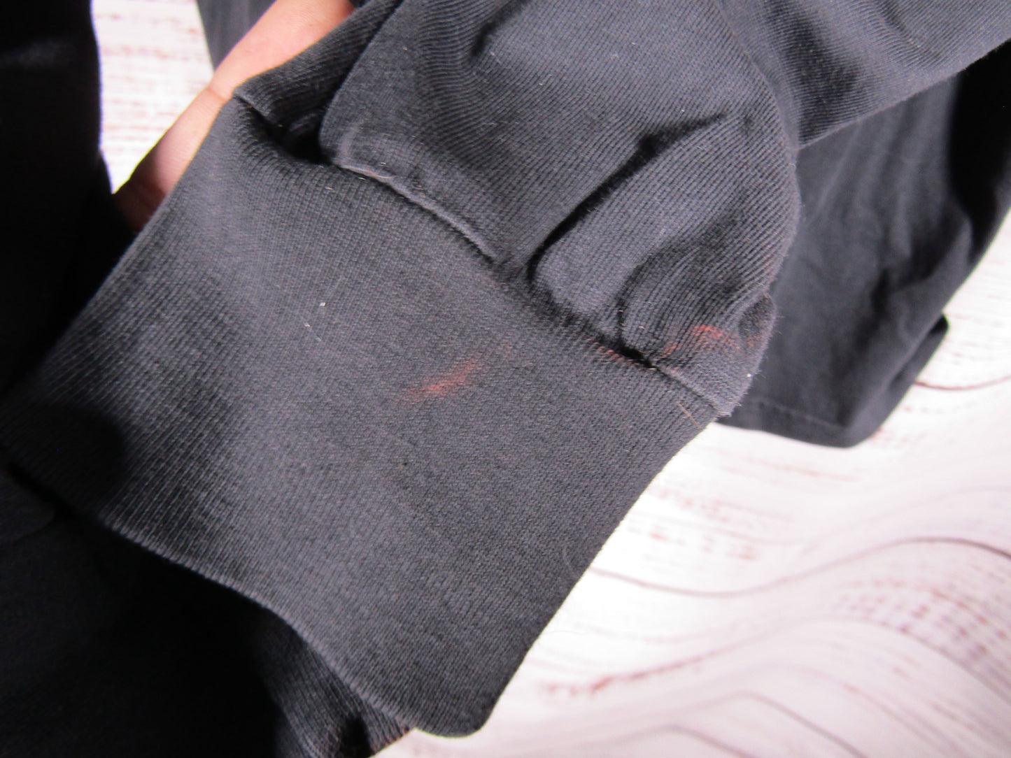 Born x Raised Men's Distressed Black Cotton Long Sleeve T-Shirt Size S