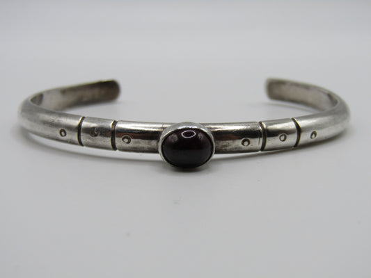 Mary Ann Katke Sterling Silver Rhodolite Garnet Cuff Bracelet
