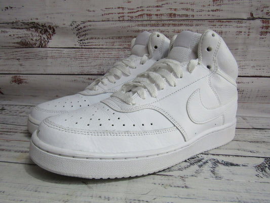 Nike Court Vision Men's White Leather Mid-Top Sneakers Size 8 CD5466-100