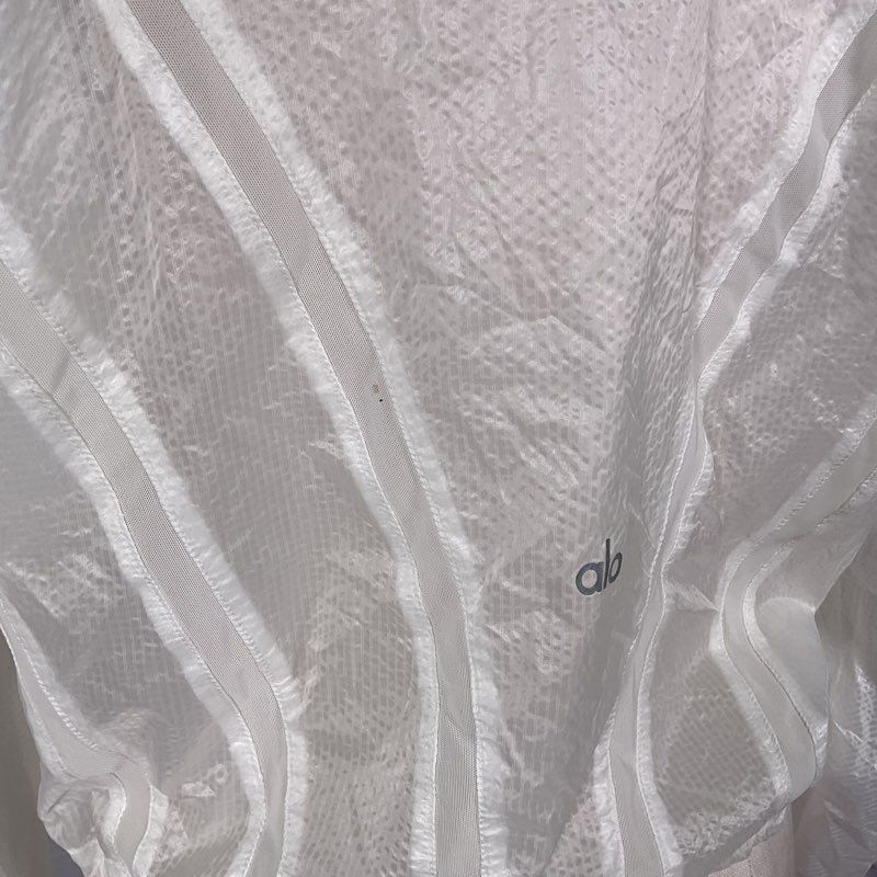 Alo Yoga Stitch Jacket White Cropped Breathable Mesh Detail Windbreaker Size M