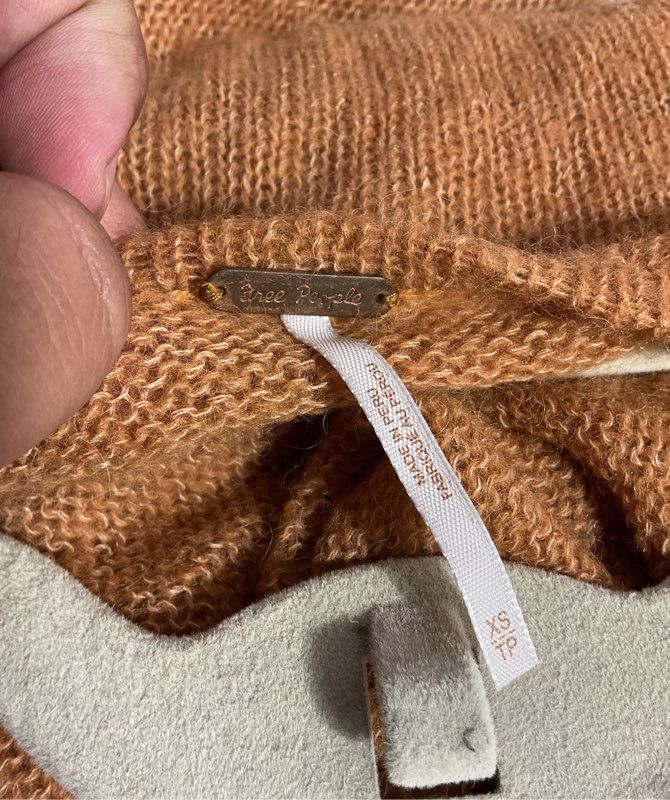 Free People Gossamer Sweater Orange Alpaca Blend Orange Deep V Neck Size XS