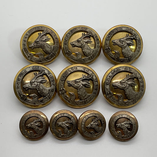 ANTIQUE SUPERIEUR France Rallye LA Haut Two Tone Deer Motif Buttons- Set of 10