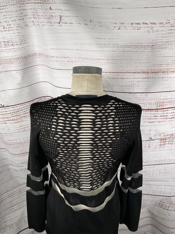 Alexander Wang x H&M Perforated Sheer Mesh Panel Long Sleeve Dress Size S
