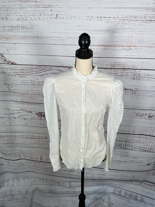 Women's Veronica Beard Button Up White Long Sleeve Blouse Size S