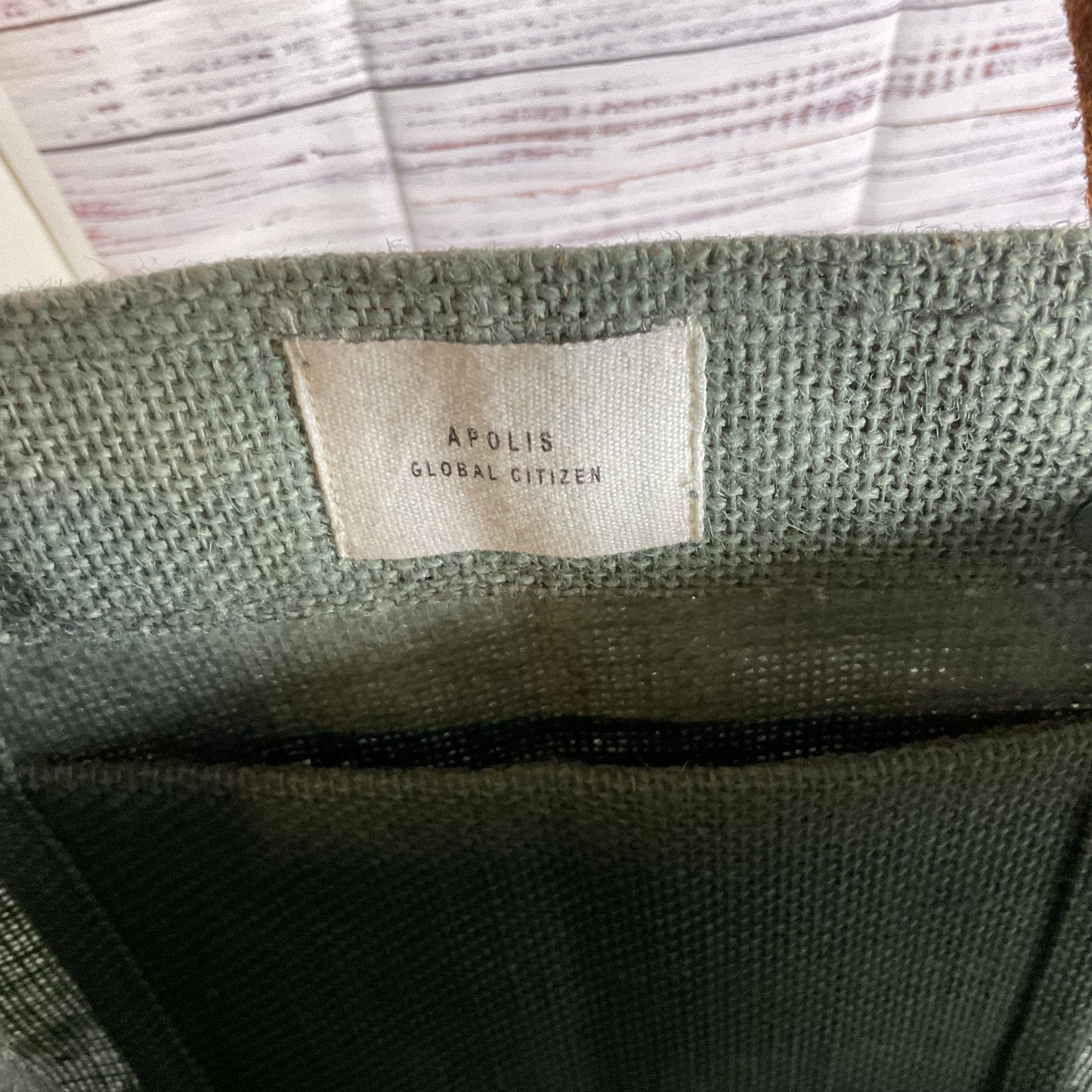 APOLIS GLOBAL CITIZEN Green/Tan Market Tote Canvas Bag