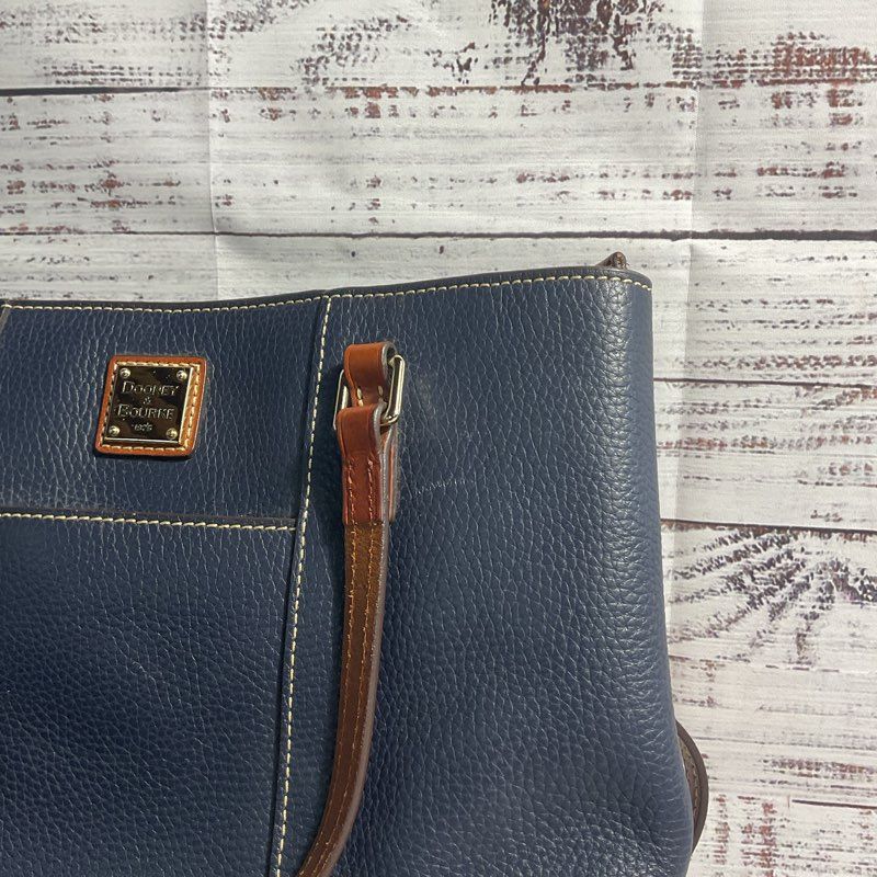 Dooney & Bourke Lexington Navy Blue Pebbled Leather Tote Purse