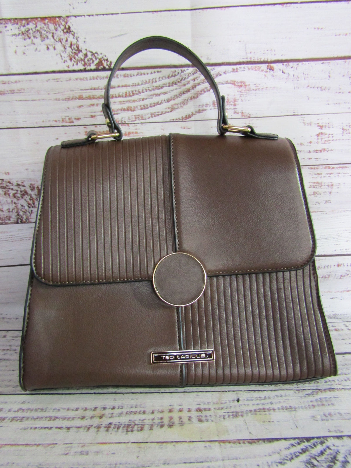 Ted Lapidus Women's Brown Faux Leather Satchel/Top Handle Bag