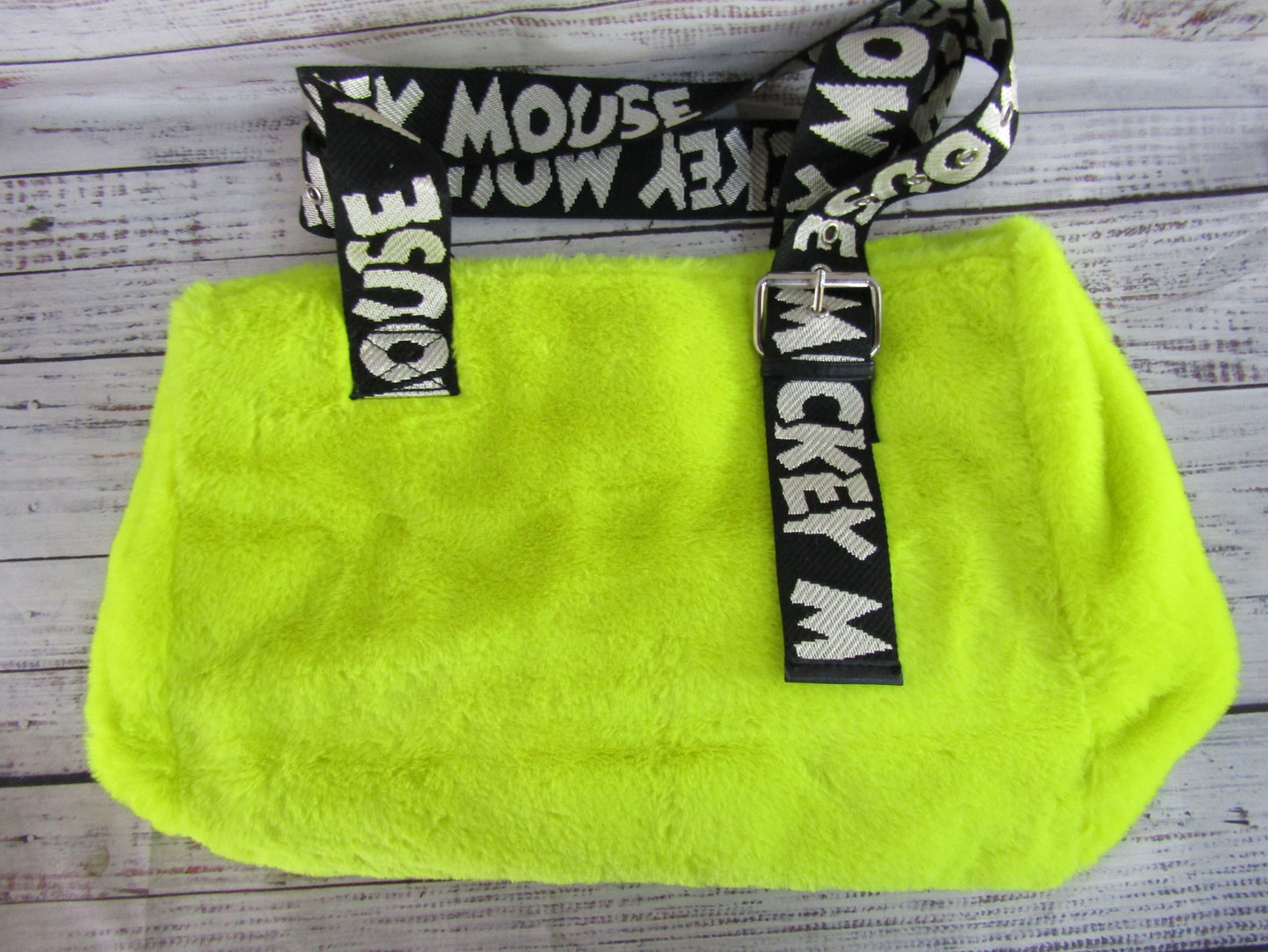 Disney Neon Yellow Mickey Mouse Embroidered Tote Shoulder Bag
