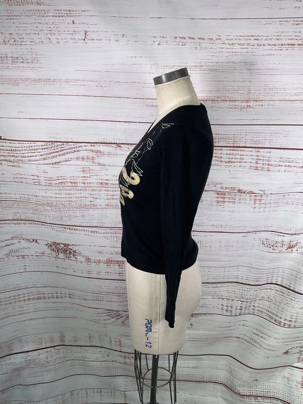 Mala Brajkovic Women's Rabbits out of the Hat Embroidered Wool Sweater Size 10