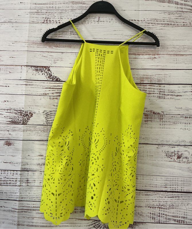 NWT Karen Millen Neon Green Top with cutouts Size 6 Retail $190