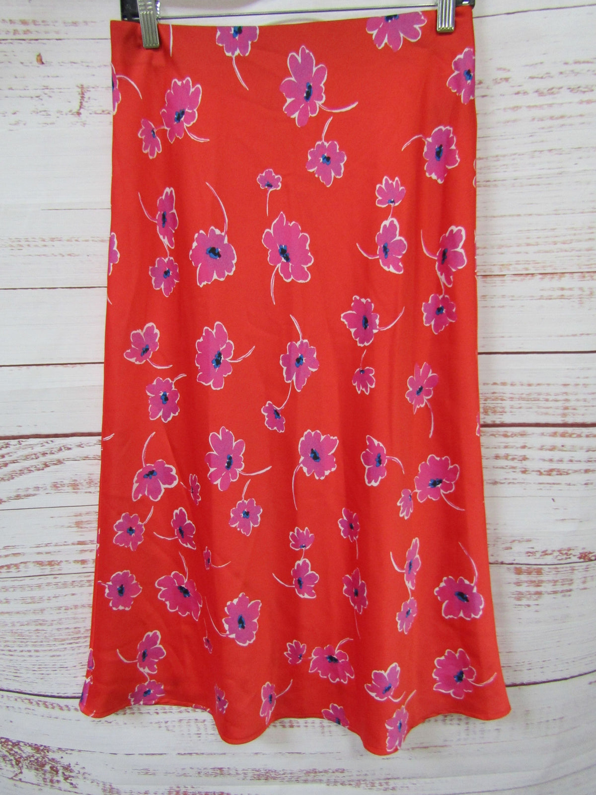 Sanctuary Can't Forget Me Women's Red Floral Satin Midi Skirt Size M