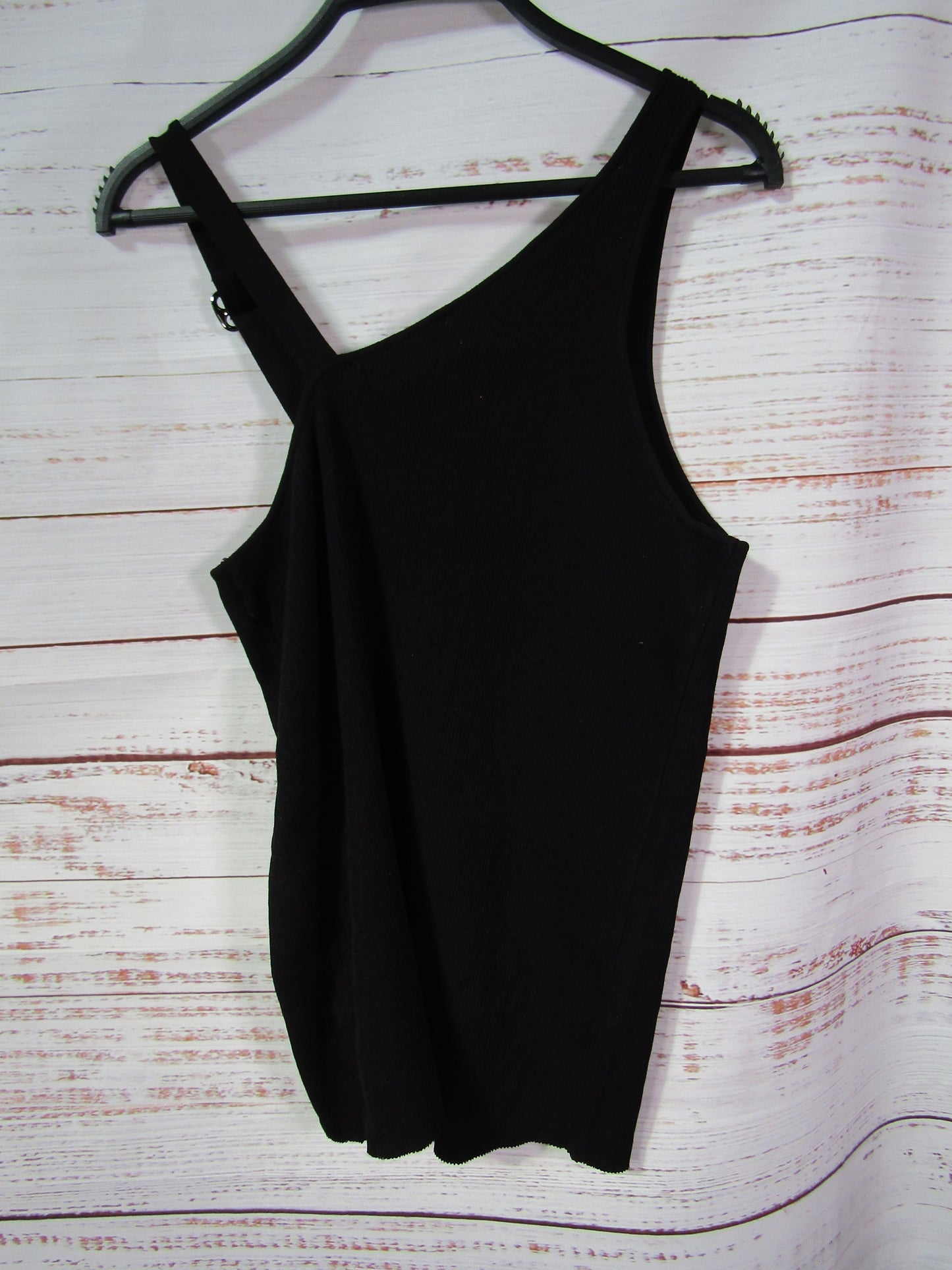 Fang Women's Black One Shoulder Knit Tank Top Size 3