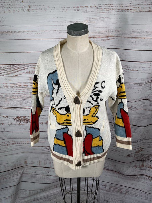 Disney Knitted Cardigan Donald Duck (Loose Fit!) Med-large Fit With Pockets