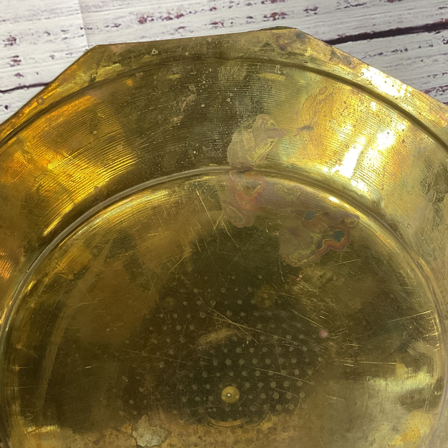 VTG./ANTIQUE Persian Brass Intricate Etched Platter- 12.25"