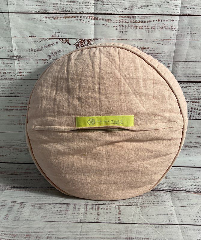 Trina Turk Multicolor Needlepoint Round Pillow Pink Home Decorative 16"