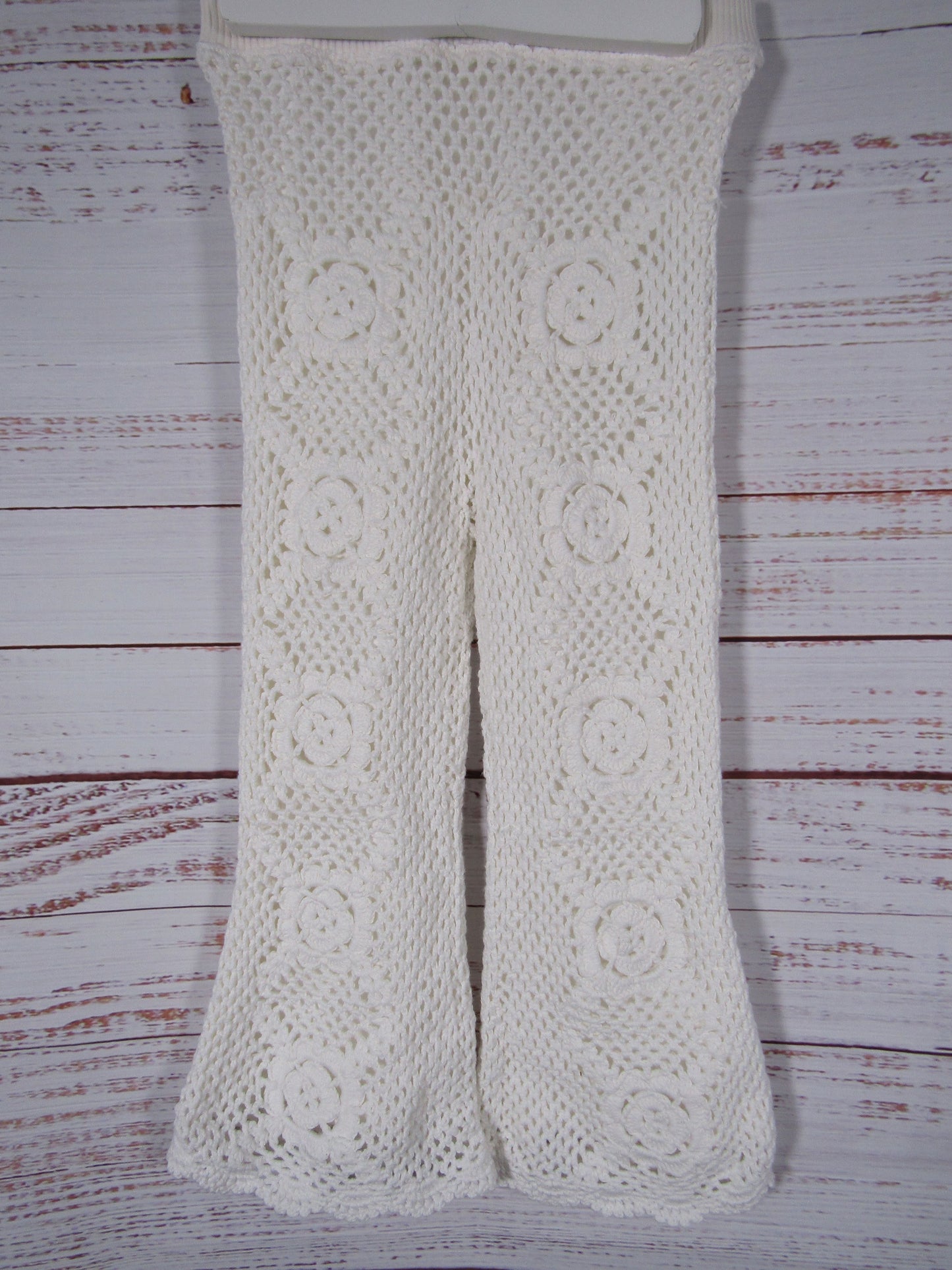 Cult Gaia Jessi Girl's Off White Floral Knit Pants Size 6 Y