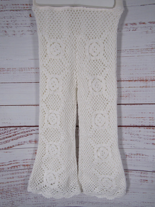 Cult Gaia Jessi Girl's Off White Floral Knit Pants Size 6 Y