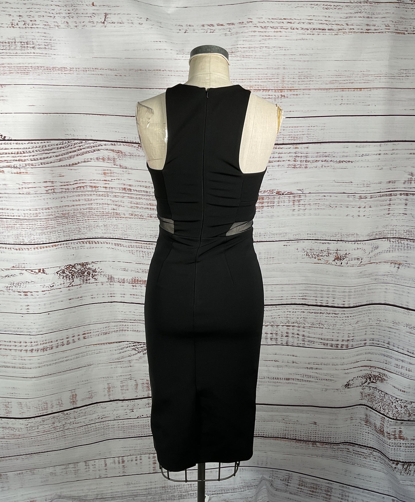 Cushnie Et Ochs Black Bandage Midi Dress w/ Mesh Details - Size 6