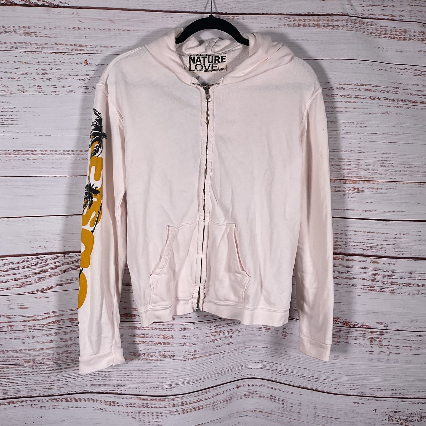 Freecity Life Nature Love Pink Palm Tree Print Zip Up Hoodie Jacket - Size 2
