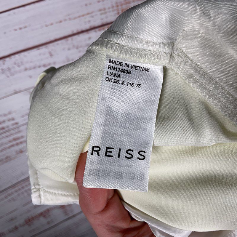 NWT Reiss Liana Pale Yellow Pleated Front Wide Leg Pants - Size 6