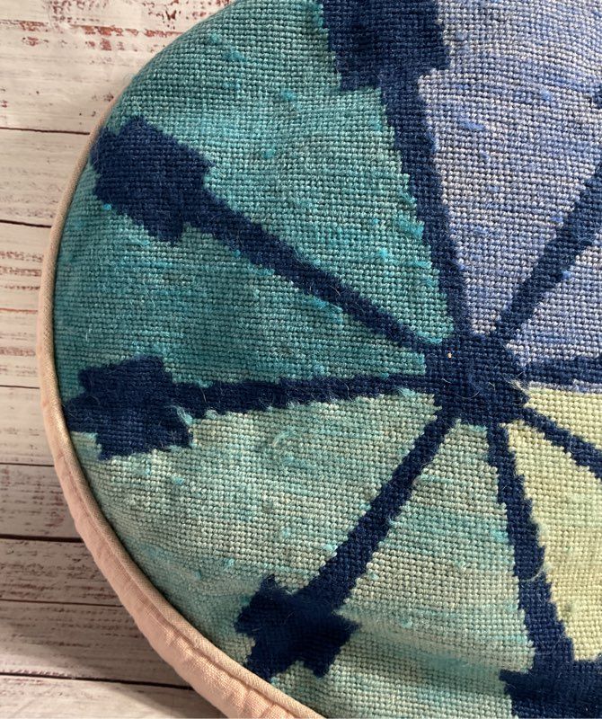 Trina Turk Multicolor Needlepoint Round Pillow Pink Home Decorative 16"