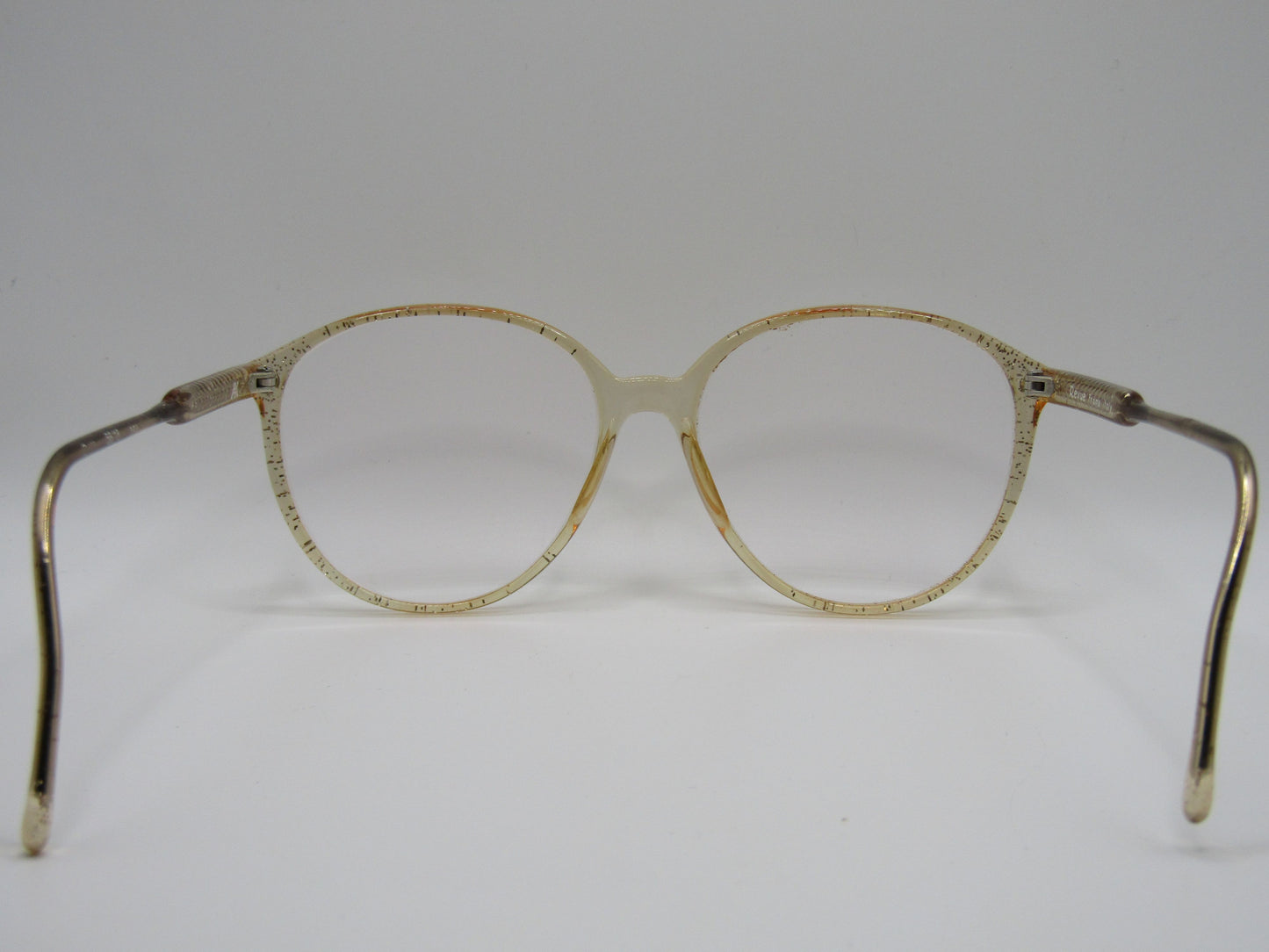 Vintage Revue Women's Gold Speckle Round Eyeglasses Frame Made in Italy