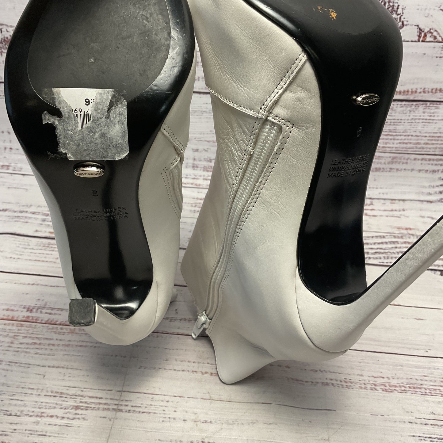 Tony Bianco White Capretto Boots Heels Side Zip Women Size 6