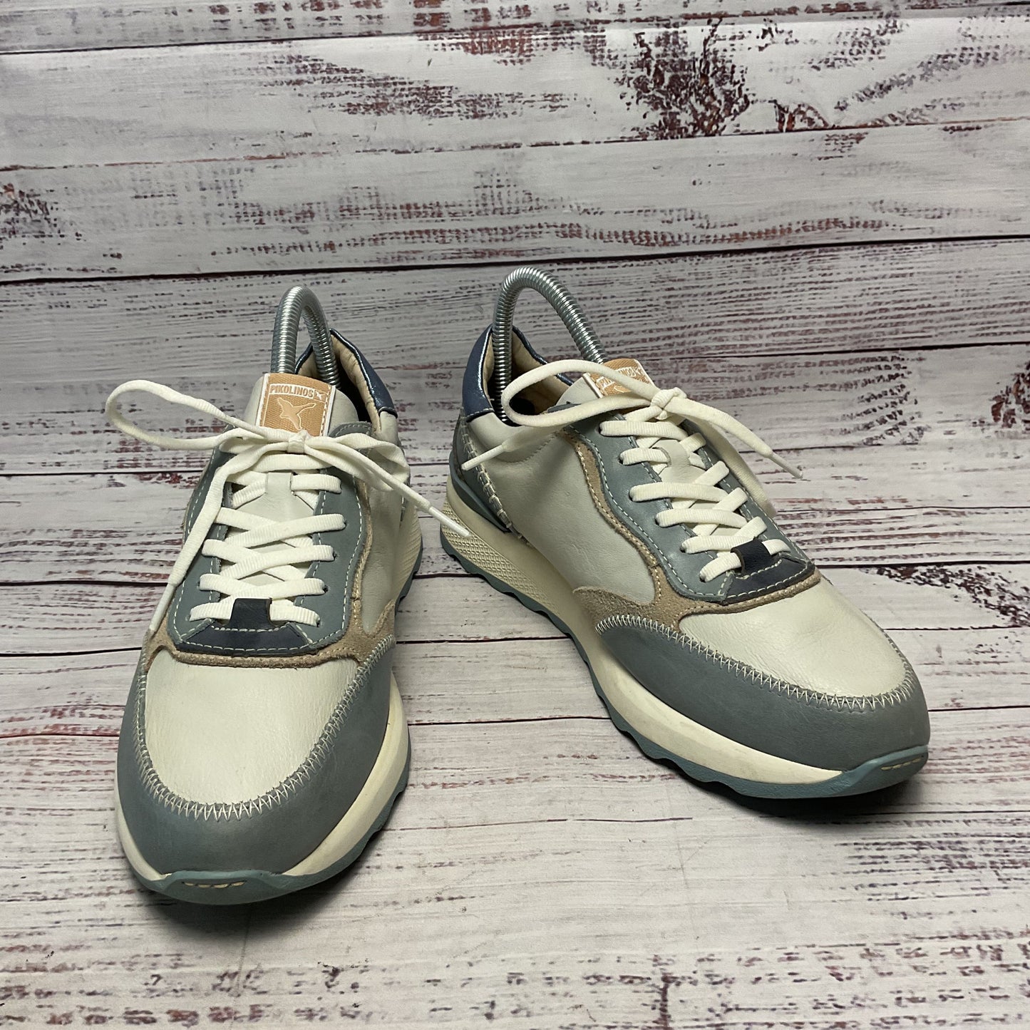 Pikolinos Arrecife W1M White Blue Leather Sneaker Shoe Women Size 7.5US 38EU
