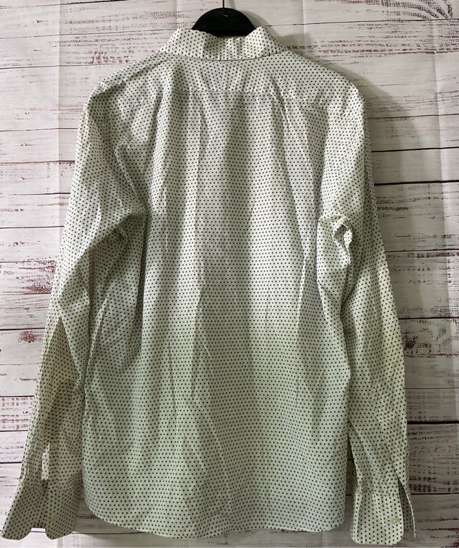 Men's New England Shirt Co White & Blue Star Print BU Shirt Size M Retail $178
