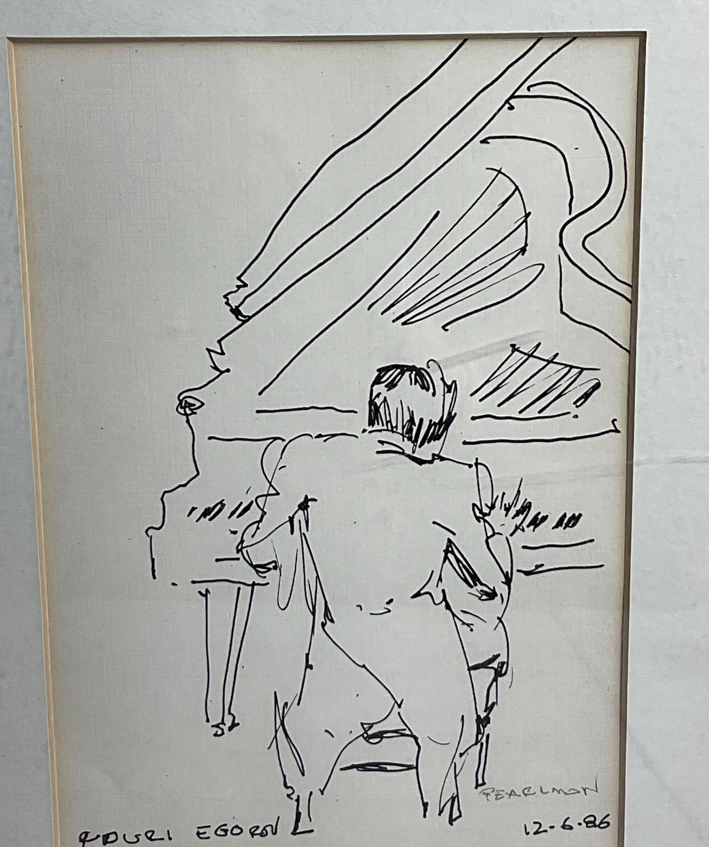 Youri Egorov Signed by Pearlman Framed Drawing