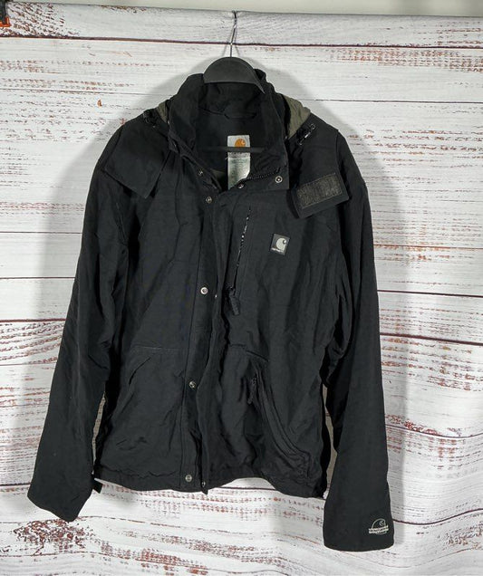 Men's Carhartt Black Coat with removable hood Size M AS IS