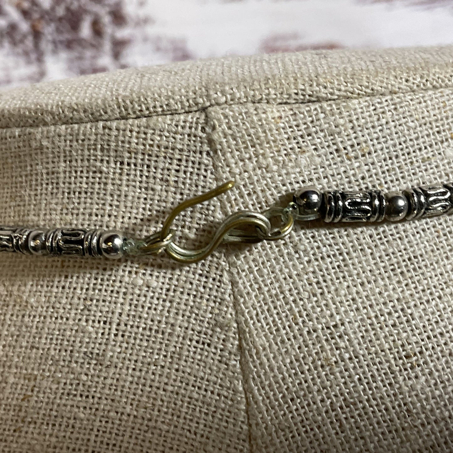 Ethnic Silver Tone Green Gemstone Beaded 18" Necklace