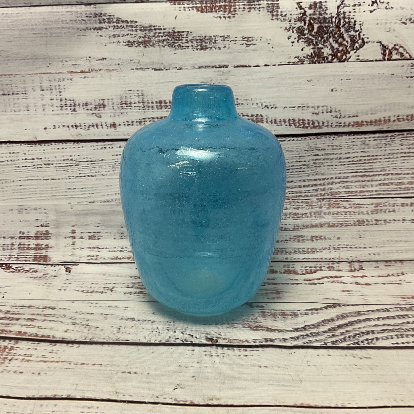 Light Blue Glass Small Bubble Vase 6.5"