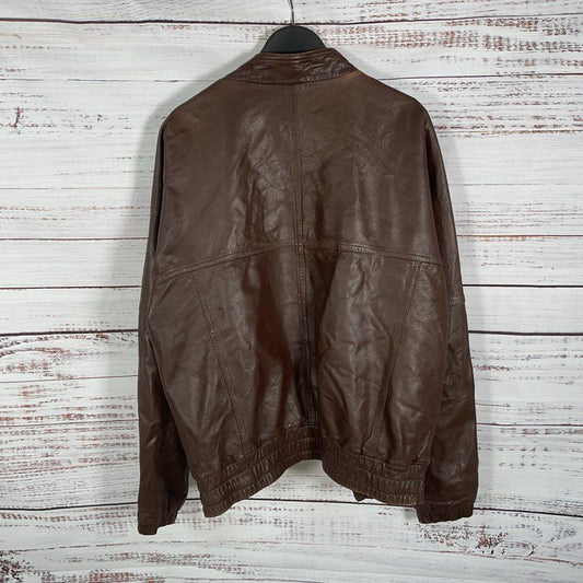 VTG. H & H Brown Leather Jacket Made in CA - Size 42