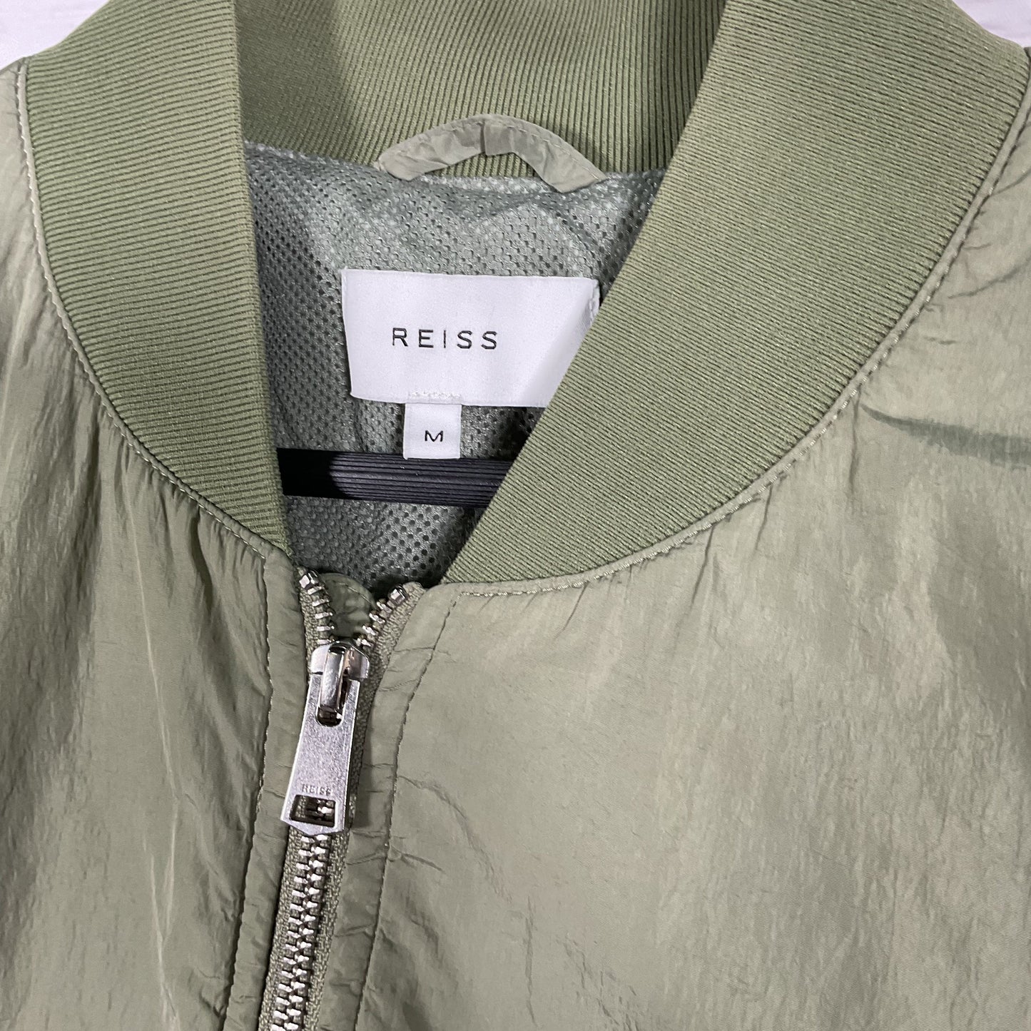 Reiss Light Green Lightweight Bomber Jacket - Size M As-Is