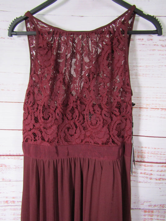 Adrianna Papell Illusion Women's Deep Wine Lace Gown Dress Size 2