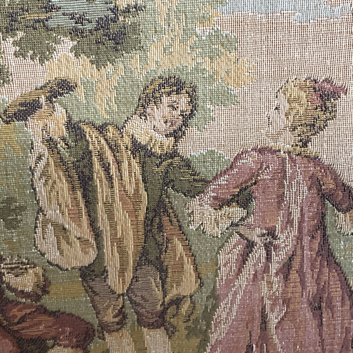 Set of 2 VTG./ANTIQUE French Tapestry Wall Art- FRAMED 10.5" X 10.75"