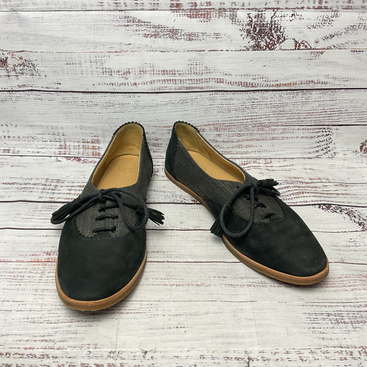 Ugg Nolita Black Grey Nubuck Fabric Oxford Flat Women Size 10