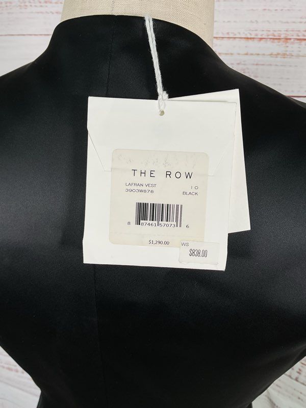 NWT The Row Women's Black Lafran Short Button Vest Dress Size 10