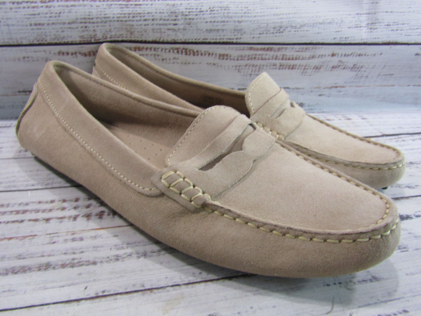 Massimo Matteo Men's Beige Suede Driving Penny Loafer Size 9.5