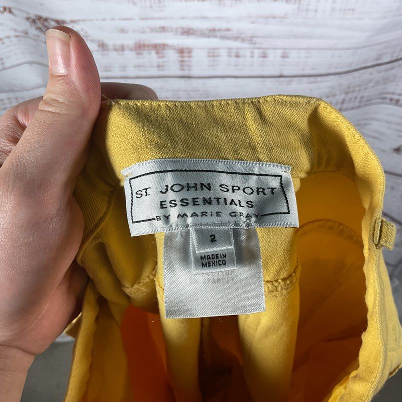 St. John Sport Essentials by Marie Grey Yellow Straight Leg Pants - Size 2