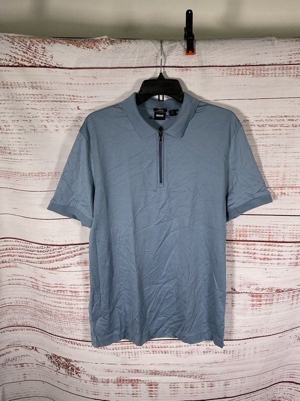 Hugo Boss Men's Polston 28 Blue Quarter Zip Polo Shirt Size XL Slim Fit