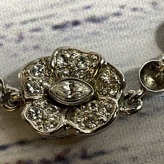 GIVENCHY Silver Tone & Rhinestone Tennis Bracelet- 7" (MISSING 2 STONES)