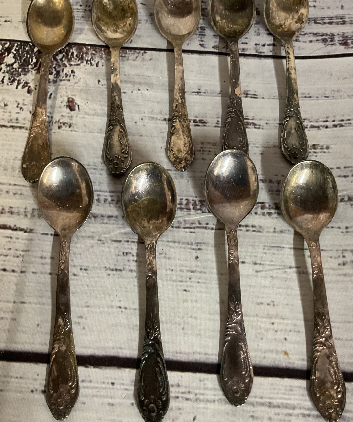 Vintage Russian (3id) Mhu Silver Plated Tea Spoons Lot 9