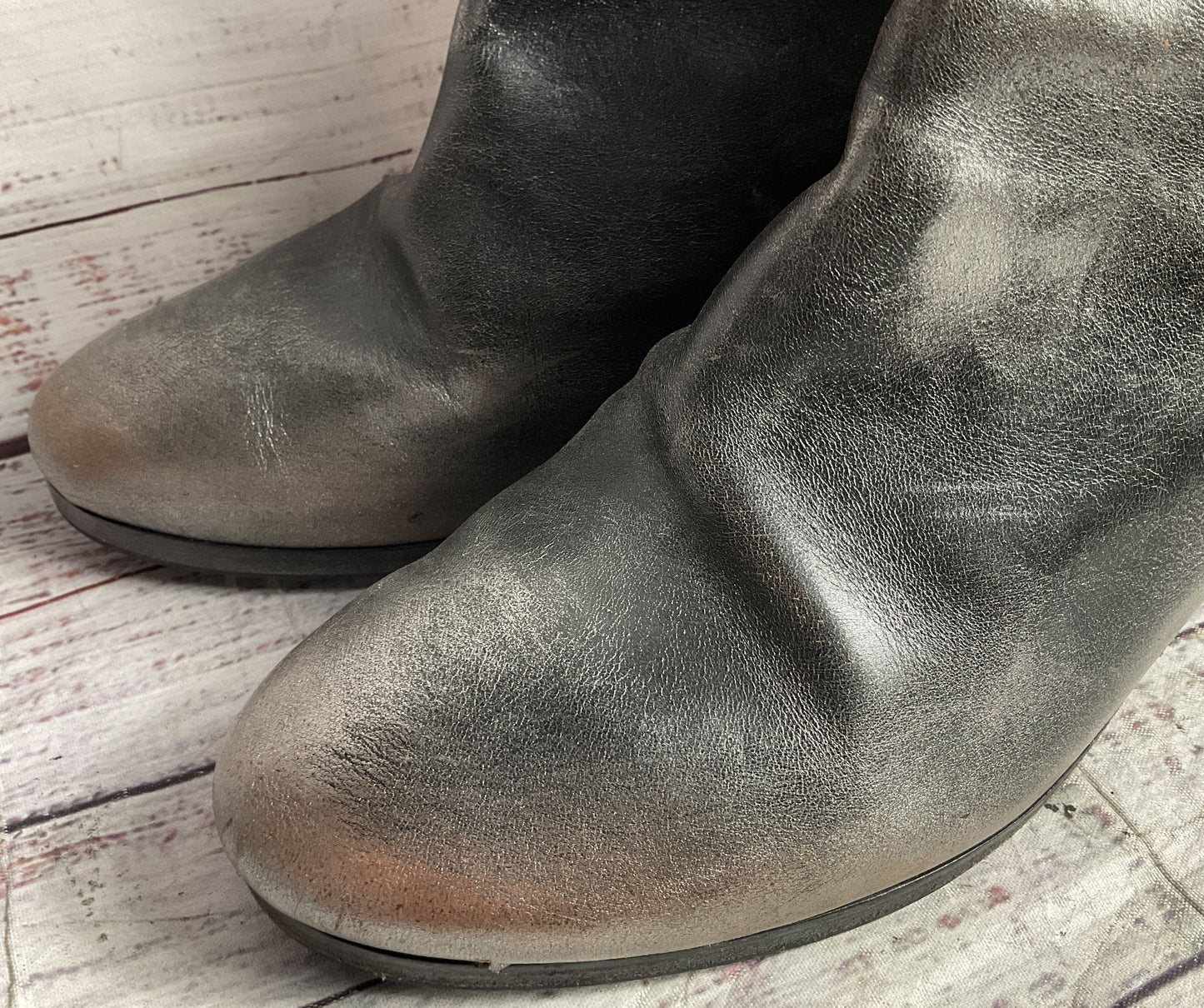 Marsell Leather Distressed Ankle Boots Gray 39