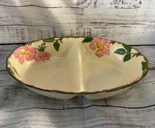 Franciscan Vintage Desert Rose Oval Divided Serving Bowl Multicolor