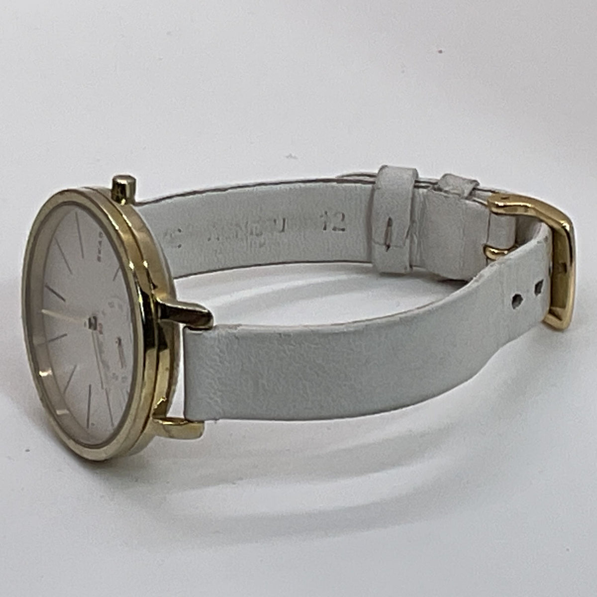 SKAGEN SKW2436 Women's Gold Tone White Dial White Leather Band Watch
