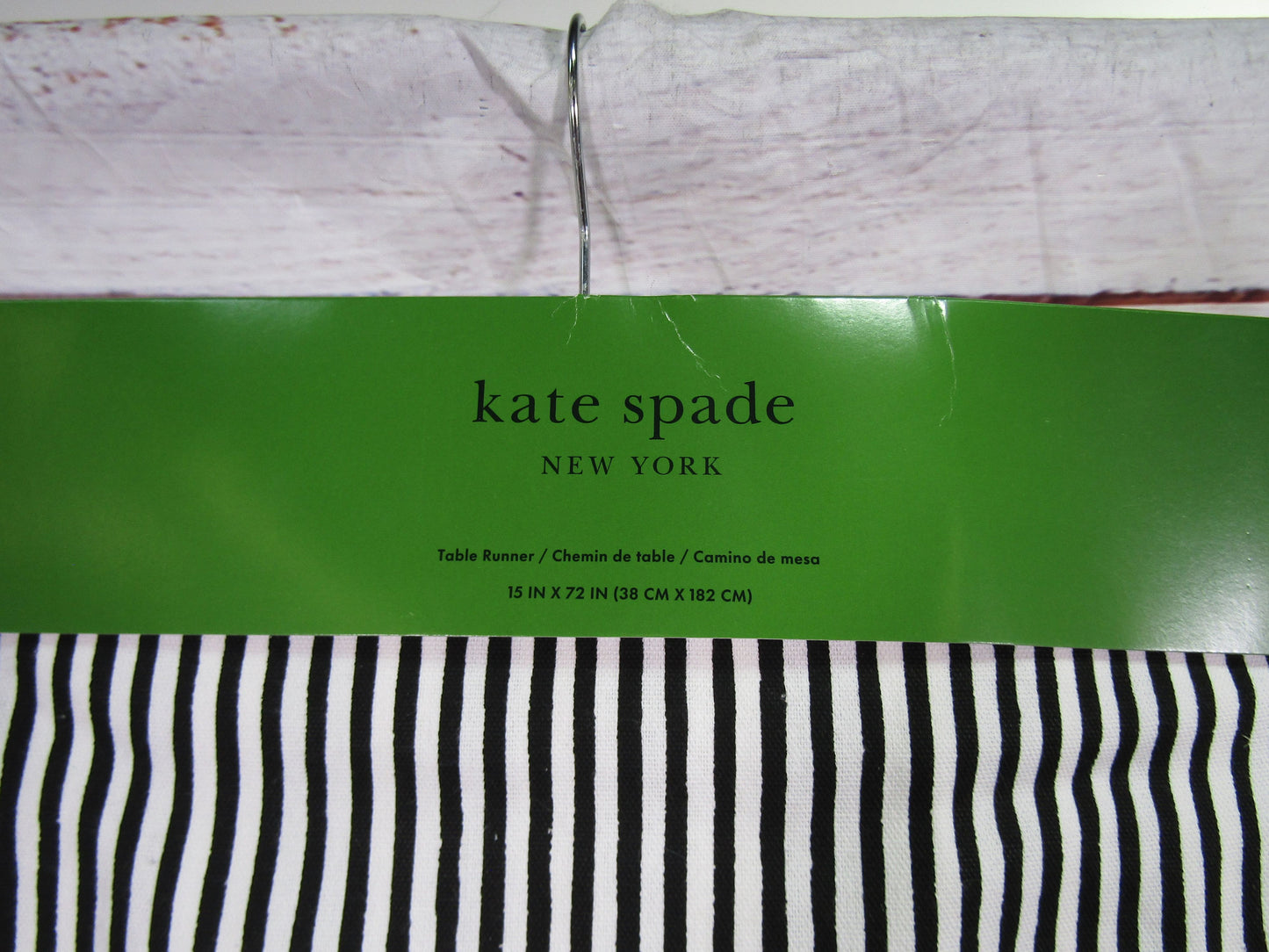 Kate Spade Black & White Cotton Striped Table Runner 72" x 15"